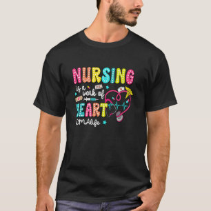 Retro Groovy Nursing is A Work Of Heart CMA Life T-Shirt