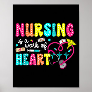 Retro Groovy Nursing Is A Work Of Heart Funny Nurs Poster