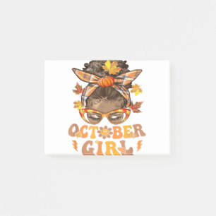 Retro Groovy October Girl Messy Bun Halloween Than Post-it Notes