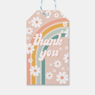 Retro Groovy One Boho First Birthday Gift Tags