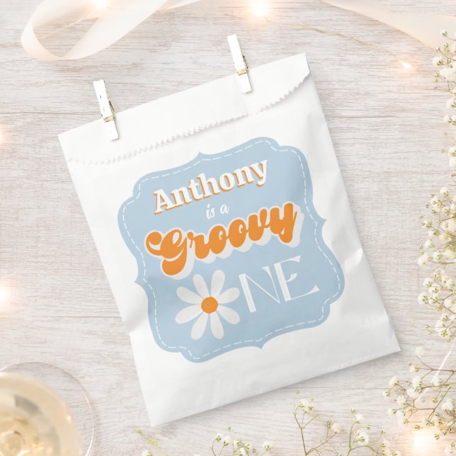 Retro Groovy One Boys 1st Birthday Favour Bag (Clipped)