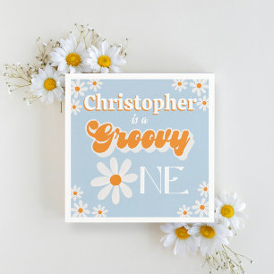Retro Groovy One Boys 1st Birthday Napkin