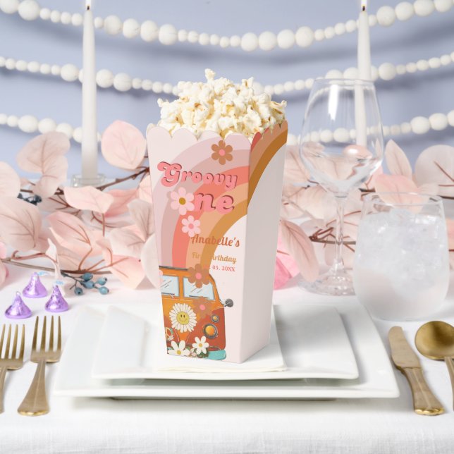 Retro Groovy one Daisy Flower Birthday Party Favour Box (Wedding)