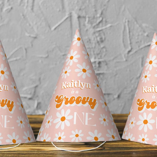 Retro Groovy One Girls 1st Birthday Party Hat (Creator Uploaded)
