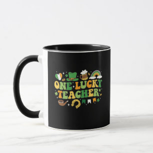 Retro Groovy One Lucky Teacher St. Patrick's Day C Mug