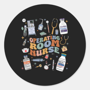 Retro Groovy Operating Room Nurse Or Nursing Schoo Classic Round Sticker