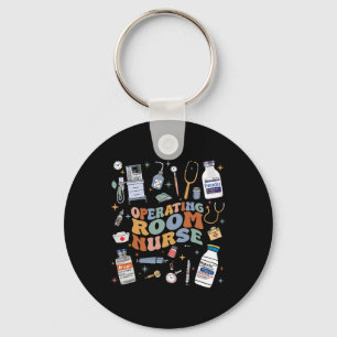 Retro Groovy Operating Room Nurse Or Nursing Schoo Key Ring