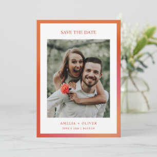 Retro Groovy Orange Fun Summer Gradient Wedding Save The Date