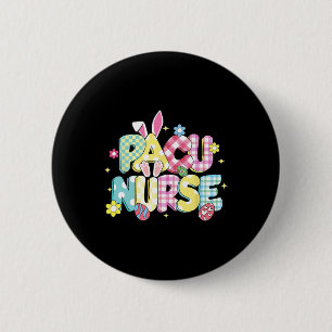 Retro Groovy Pacu Nurse Bunny Ear Funny Easter Gif 6 Cm Round Badge