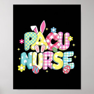 Retro Groovy Pacu Nurse Bunny Ear Funny Easter Gif Poster