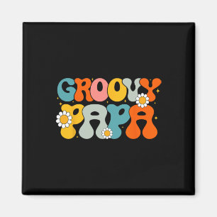 Retro Groovy Papa Birthday Matching Family Party F Magnet