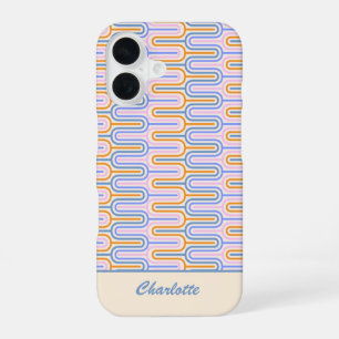 Retro Groovy Pastel Lines Pattern Personalised iPhone 16 Case
