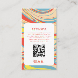 Retro Groovy Pastel  Marble QR Code Enclosure Card