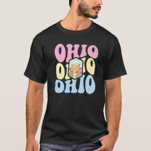 Retro Groovy Pastel Ohio State Home I Love Ohio Fl T-Shirt