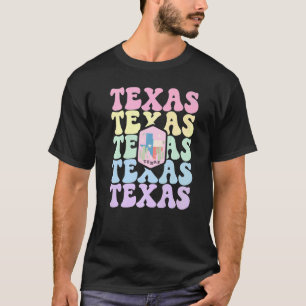 Retro Groovy Pastel Texas State Home I Love Texas T-Shirt