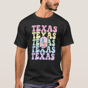 Retro Groovy Pastel Texas State Home I Love Texas T-Shirt