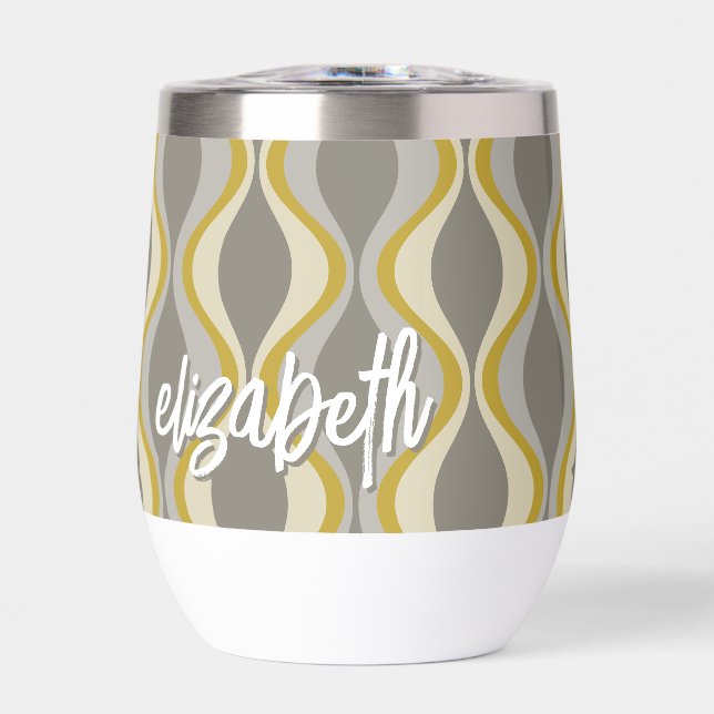 retro groovy pattern - monogram - gold taupe (Front)