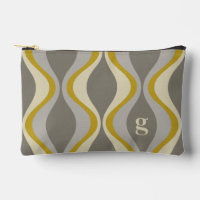 retro groovy pattern - monogram - gold taupe