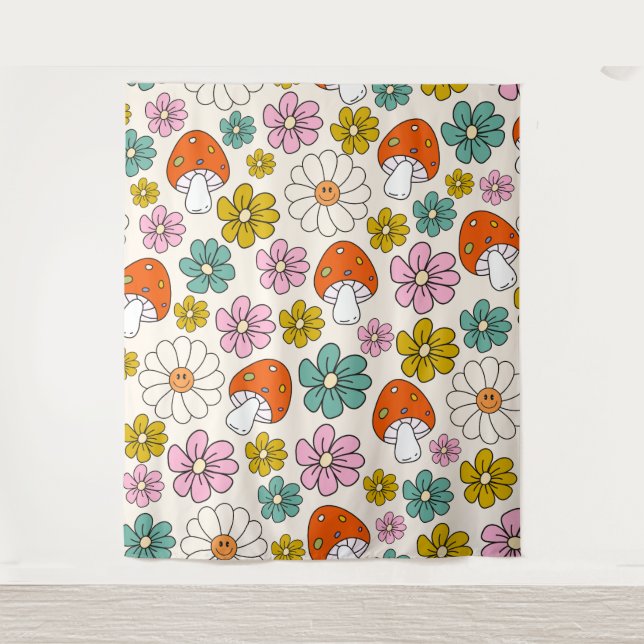 Retro Groovy Patterns 70s-60s-80s Tapestry (Front)