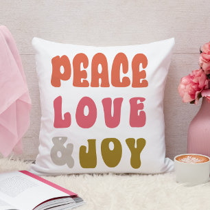 Retro Groovy Peace Love Joy Holiday  Cushion
