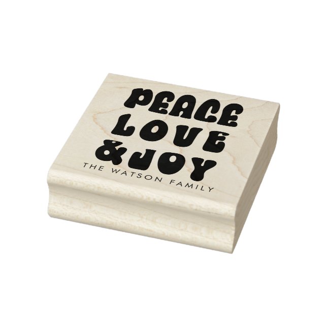 Retro Groovy Peace Love Joy Holiday Rubber Stamp (Stamp)