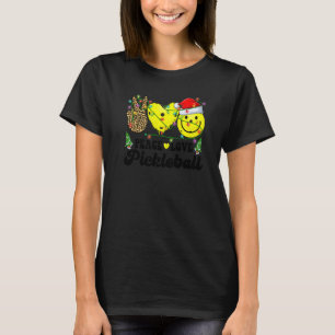 Retro Groovy Peace Love Pickleball Christmas Light T-Shirt