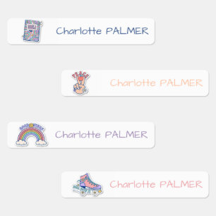 Retro Groovy Personalised Waterproof Name Labels