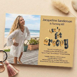 Retro Groovy Photo 60th Birthday Party  Invitation