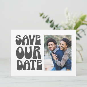 Retro Groovy Photo Save the Date Fun Bold