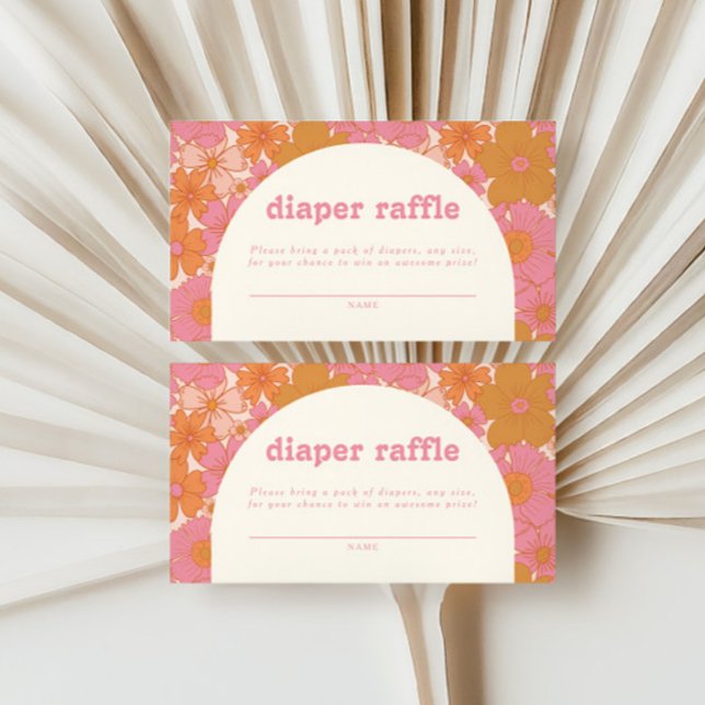 Retro Groovy Pink Arch Diaper Raffle | Boho  Enclosure Card (Creator Uploaded)