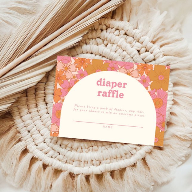 Retro Groovy Pink Arch Diaper Raffle | Boho  Enclosure Card (Creator Uploaded)
