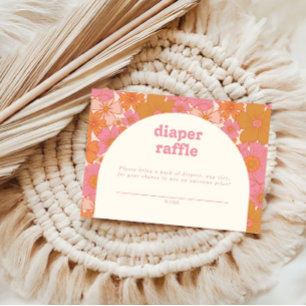 Retro Groovy Pink Arch Diaper Raffle   Boho  Enclosure Card