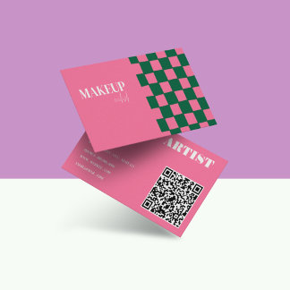 Retro Groovy Pink & Green Abstract Makeup Artist  Business Card