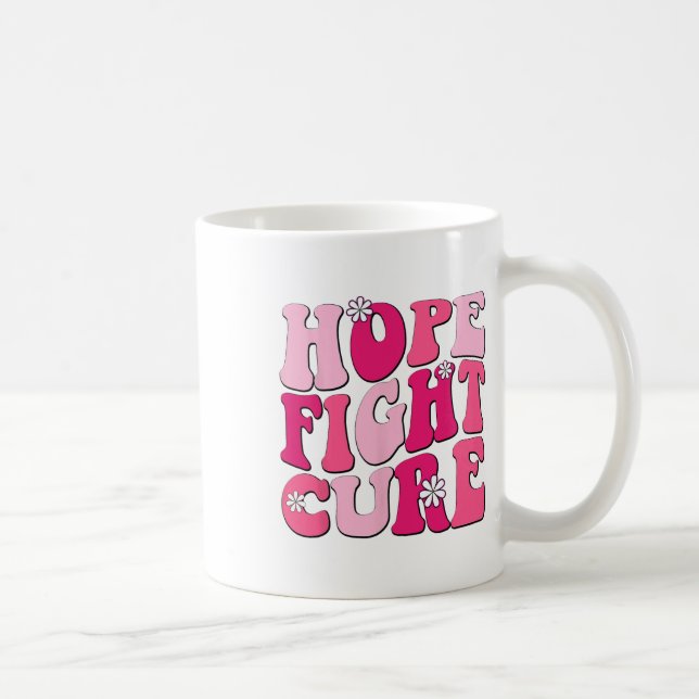 Retro Groovy Pink Hope Fight Cure Breast Cancer Aw Coffee Mug (Right)