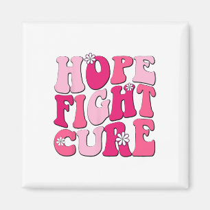 Retro Groovy Pink Hope Fight Cure Breast Cancer Aw Magnet