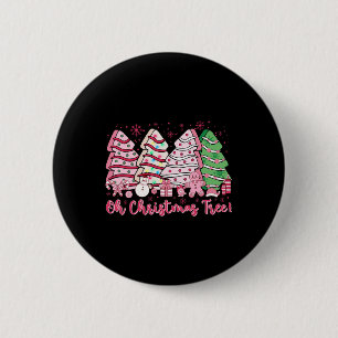 Retro Groovy Pink Oh Christmas Tree Cakes Debbie C 6 Cm Round Badge