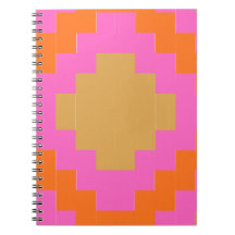 Retro Groovy Pink Orange Geometric School Notebook