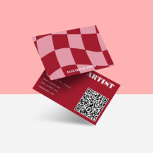 Retro Groovy Pink & Red Abstract Makeup Artist