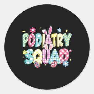 Retro Groovy Podiatry Squad Bunny Ear Funny Easter Classic Round Sticker