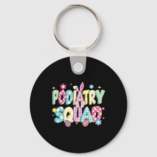 Retro Groovy Podiatry Squad Bunny Ear Funny Easter Key Ring