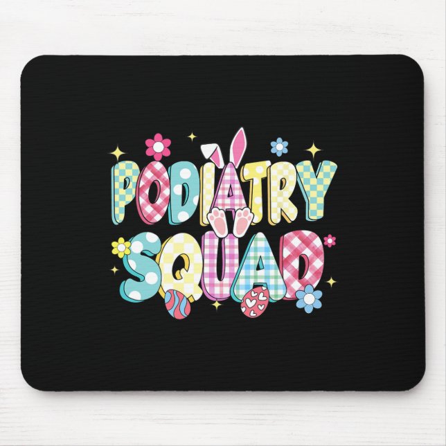 Retro Groovy Podiatry Squad Bunny Ear Funny Easter Mouse Pad (Front)