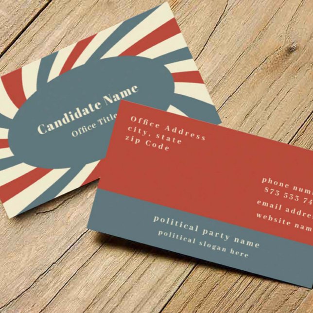 Retro Groovy Political Campaign Business Card (Creator Uploaded)