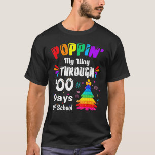 Retro Groovy Poppin' My Way Through 100 Days Of Sc T-Shirt