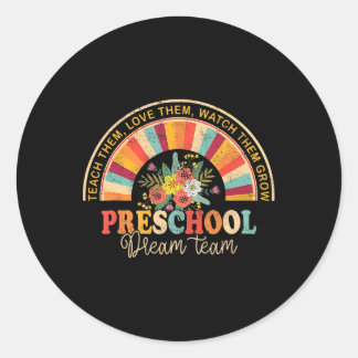 Retro Groovy Preschool Dream Team Byck To School T Classic Round Sticker