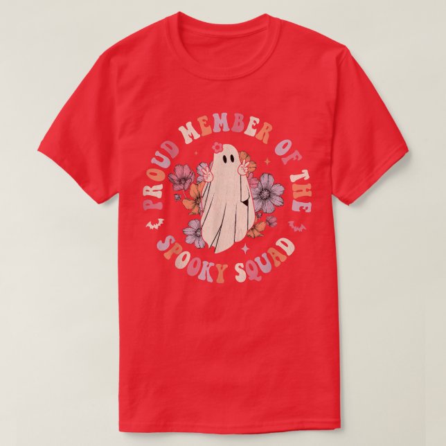 Retro Groovy Proud Member The Spooky Squad Hallowe T-Shirt (Design Front)