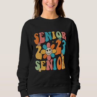 Retro Groovy Proud Mom Senior 2023 Hippie Floral G Sweatshirt