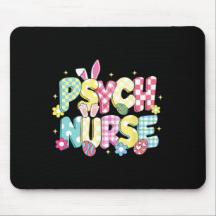 Retro Groovy Psych Nurse Bunny Ear Funny Easter Gi Mouse Pad