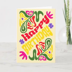 Retro Groovy Psychedelic Hippie Flower Birthday Card
