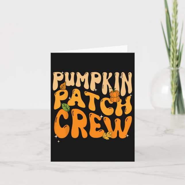 Retro Groovy Pumpkin Patch Crew Thanksgiving Fall  Card (Front)