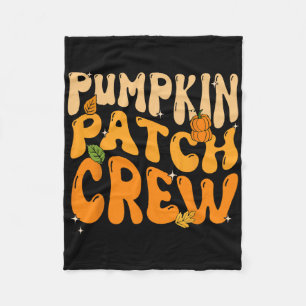 Retro Groovy Pumpkin Patch Crew Thanksgiving Fall Fleece Blanket